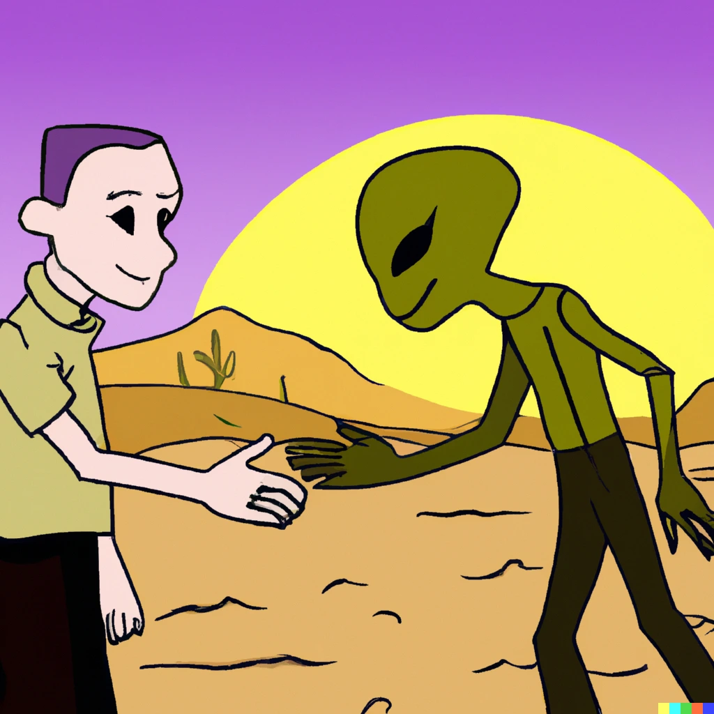 Alien Shaking Hands With Human